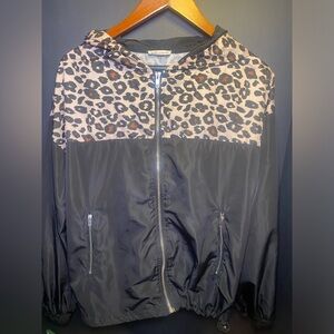 Main Strip Black and Leopard Print Jacket